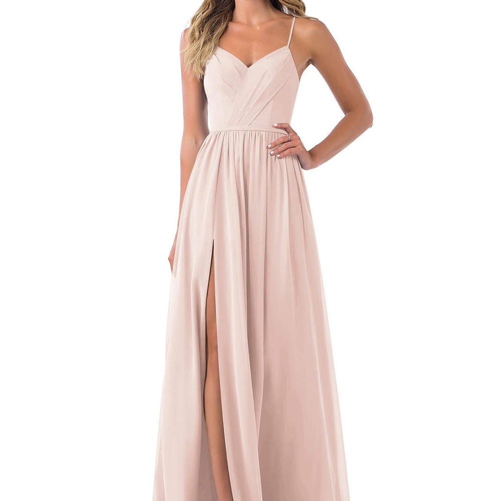 AZAZIE Cora Bridesmaids Formal Dress with Back Detail in Rose Petal